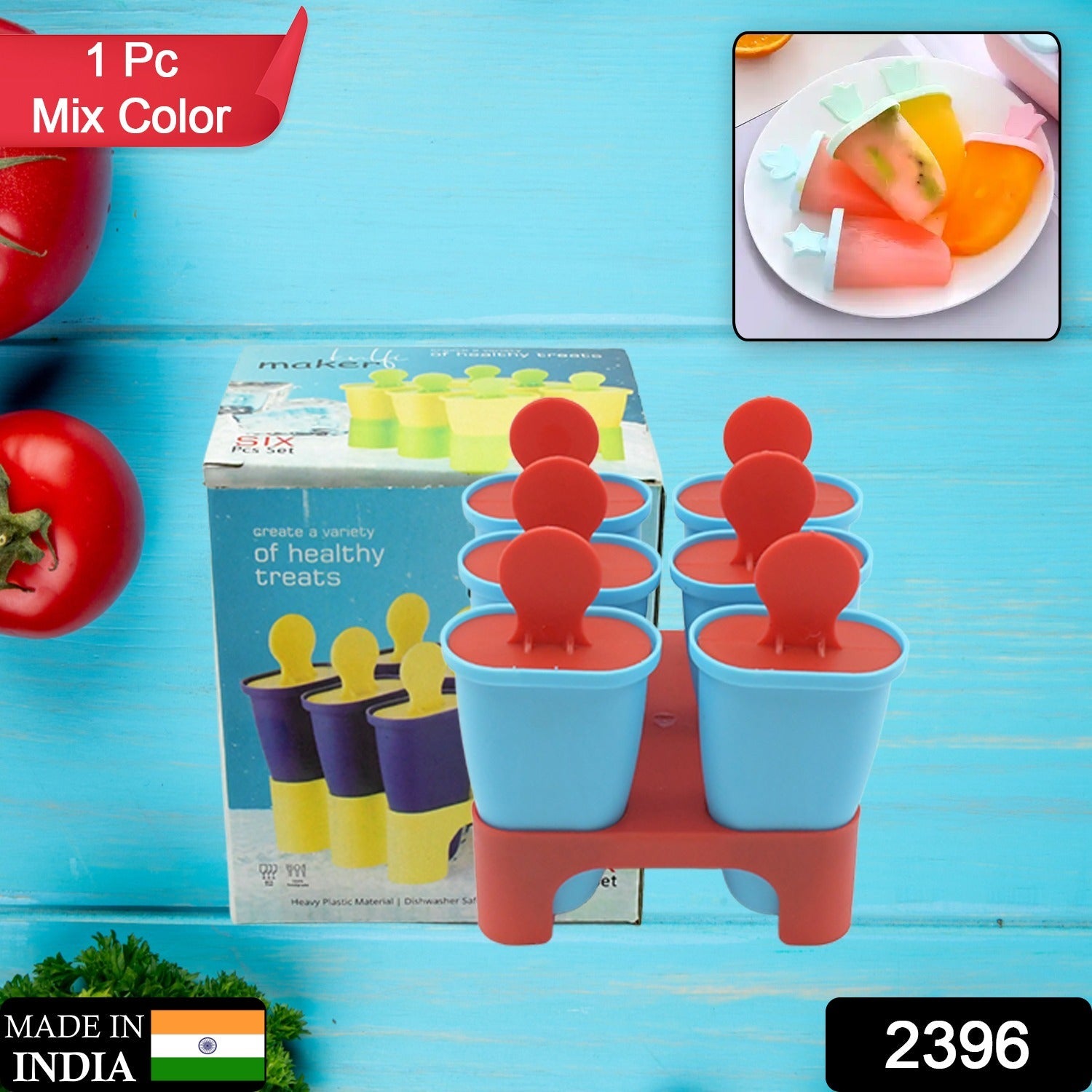 2396 Ice Candy Maker 6 pcs Set Kulfi Maker Ice Candy Mould Clear Popsicle Mold Homemade Ice Pop Maker Reusable Easy Candy Chocobar Kulfi Mould Tray with Sticks 2396 Ice Candy Maker 6 pcs Set Kulfi Maker Ice Candy Mould Clear Popsicle Mold Homemade Ice Pop Maker Reusable Easy Candy Chocobar Kulfi Mould Tray with Sticks